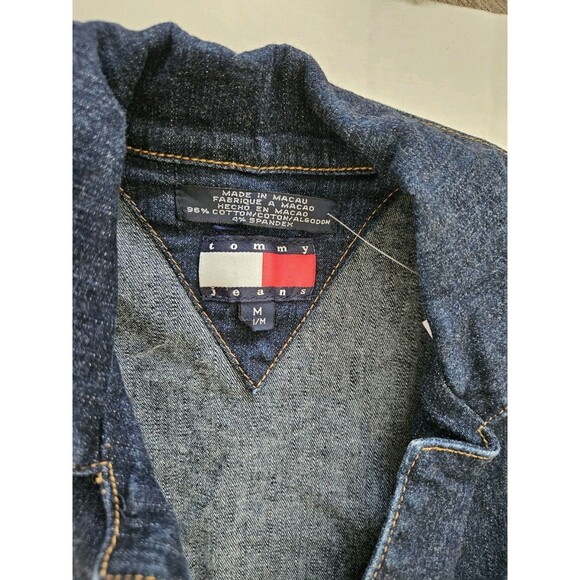 Tommy Hilfiger Vintage Y2K Denim Dress Sz M Dropped Waist Button Front Stretch - Picture 9 of 11